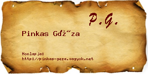 Pinkas Géza névjegykártya
